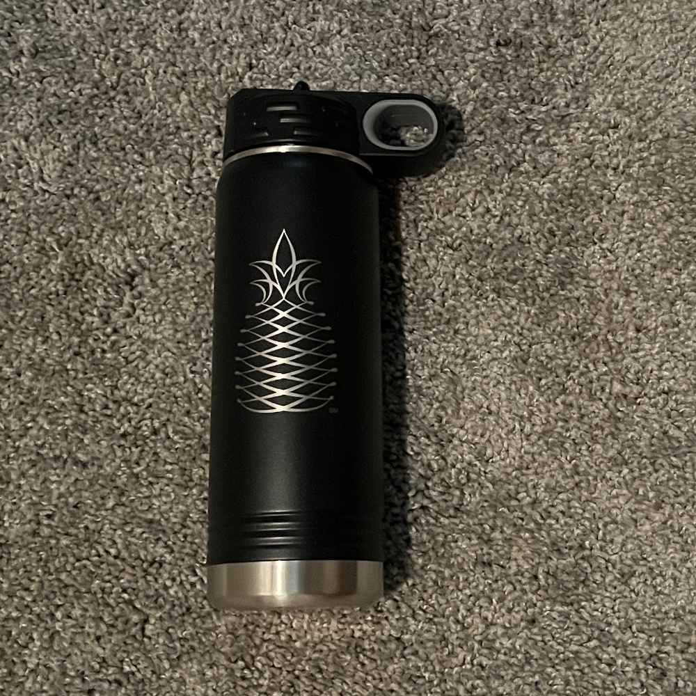 Polar Camel Water Bottle (20oz) - Black & Stainless Steel - Pineapple
